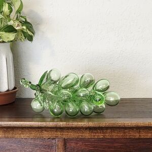 Murano Style Vintage 8" Green Glass Grape Cluster Vintage Midcentury Modern